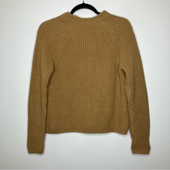NWT QUINCE 100% Organic Cotton Fisherman Crew Sweater Camel Tan XS - Picture 3 of 6